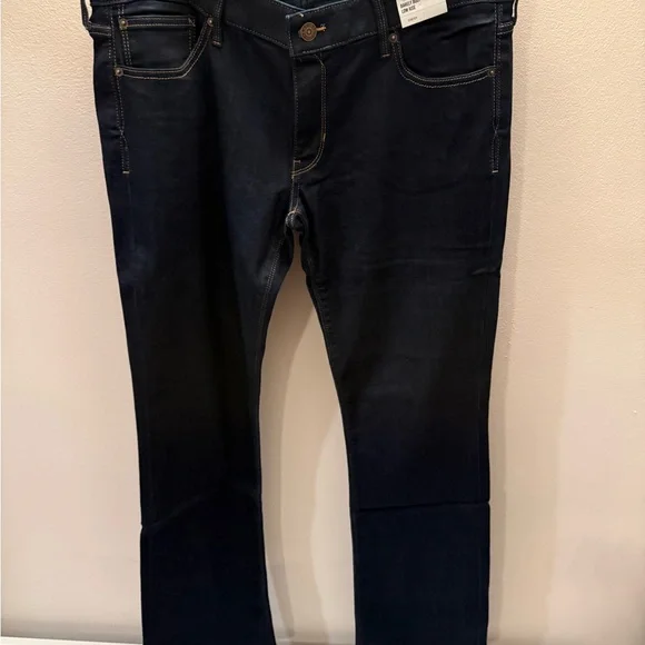Express Dark Indigo Barely Boot Jeans nwt low rise 14R - Picture 2 of 3